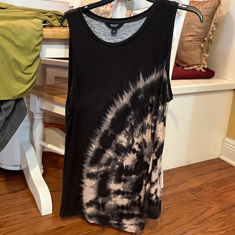 Simply Vera dark and light brown sleeveless top ruche at waist